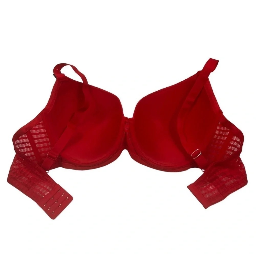 Youmita Lightly Padded Underwire Plus Size Balcony Bra Flame Red 42DD